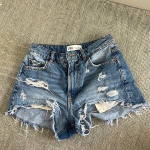 High waisted jean shorts zara